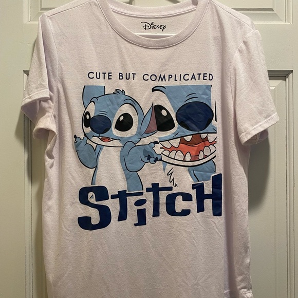 Disney Stitch Graphic T-Shirt - White & Blue - Picture 1 of 3